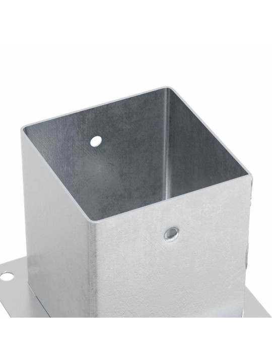 Pylväiden jalustat neliö 12kpl hopea 121x121mm galvanoitu teräs