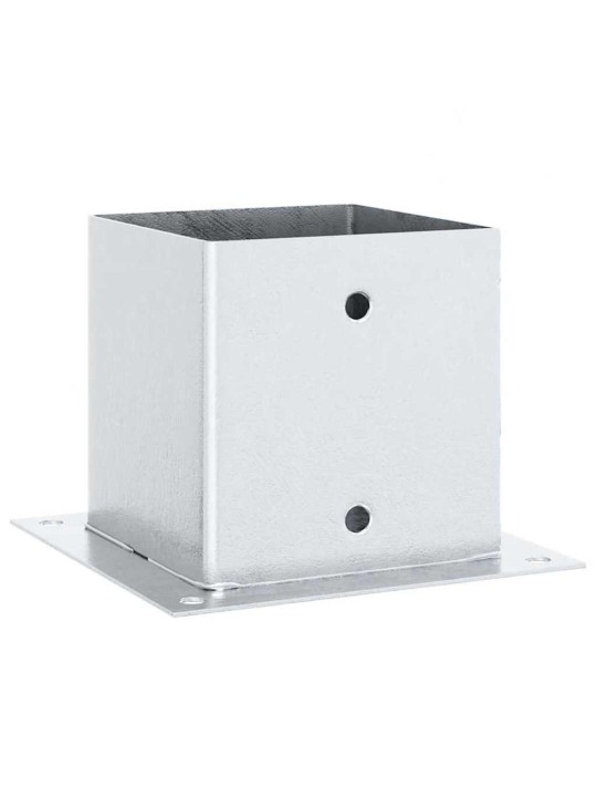 Pylväiden jalustat neliö 4 kpl hopea 141x141mm galvanoitu teräs
