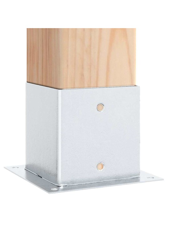 Pylväiden jalustat neliö 4 kpl hopea 141x141mm galvanoitu teräs