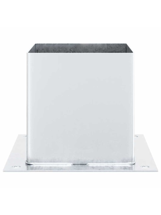 Pylväiden jalustat neliö 4 kpl hopea 141x141mm galvanoitu teräs