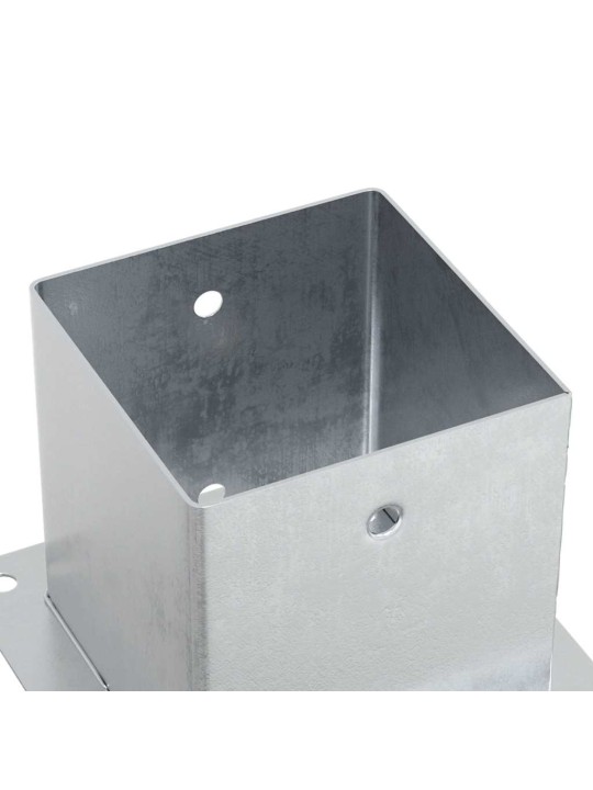 Pylväiden jalustat neliö 4 kpl hopea 141x141mm galvanoitu teräs