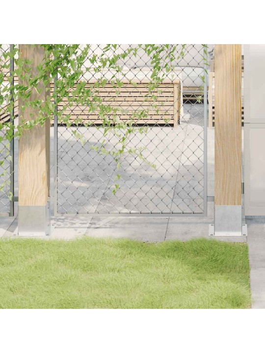Pylväiden jalustat neliö 4 kpl hopea 141x141mm galvanoitu teräs