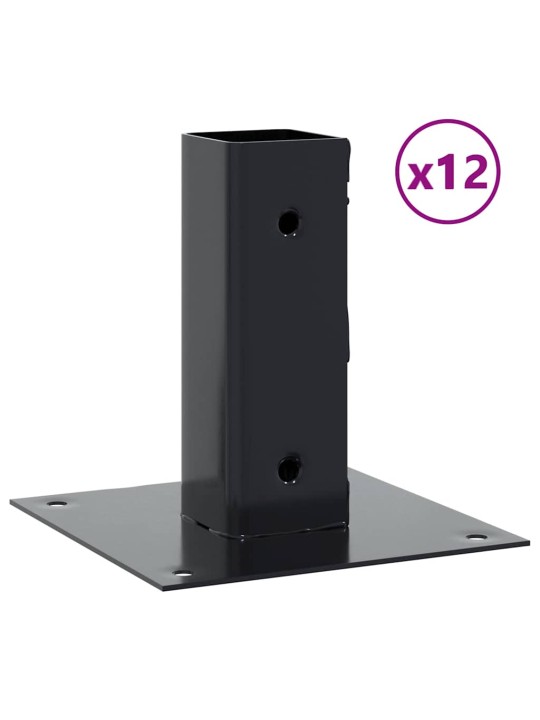 Pylväiden pohjat neliö 12 kpl 51x51 mm jauhemaalattu teräs