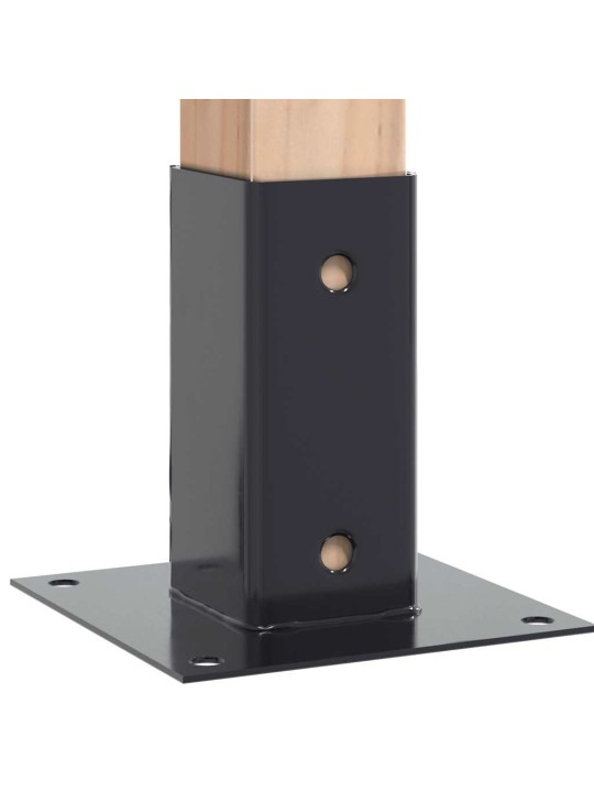 Pylväiden pohjat neliö 4 kpl 61x61 mm jauhemaalattu teräs