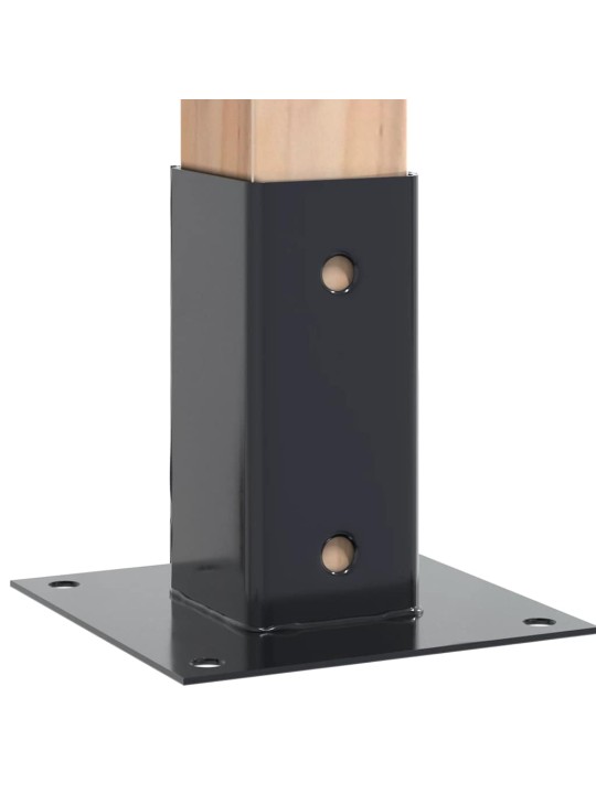 Pylväiden pohjat neliö 12 kpl 61x61 mm jauhemaalattu teräs