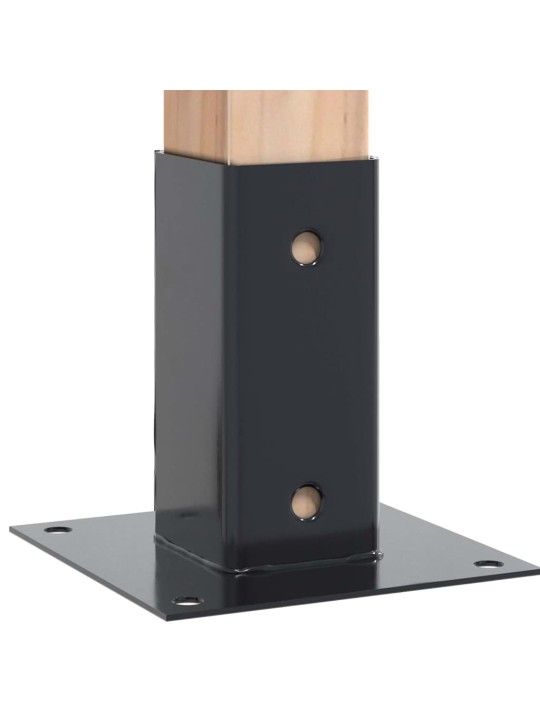 Pylväiden pohjat neliö 4 kpl 71x71 mm jauhemaalattu teräs