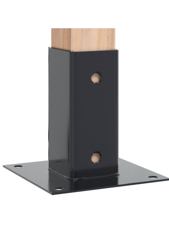 Pylväiden pohjat neliö 12 kpl 71x71 mm jauhemaalattu teräs
