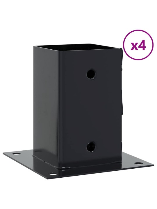 Pylväiden pohjat neliö 4 kpl 81x81 mm jauhemaalattu teräs