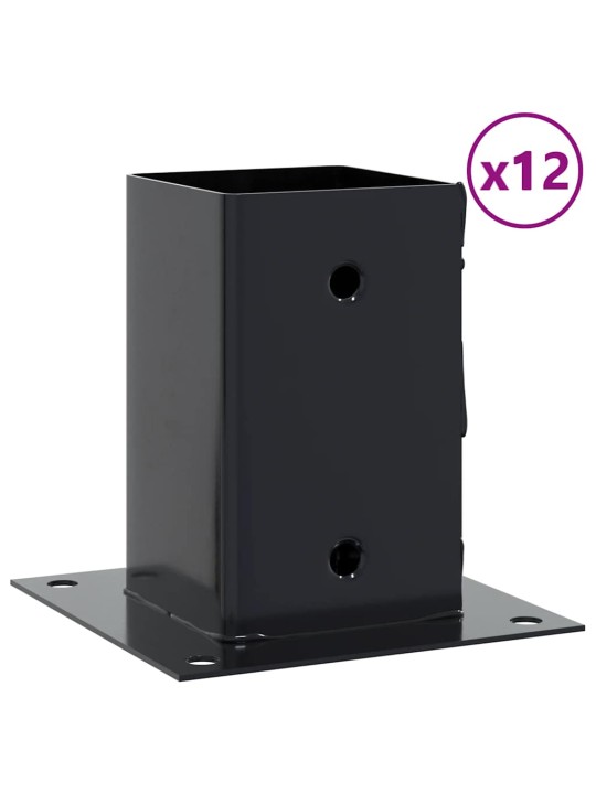 Pylväiden pohjat neliö 12 kpl 91x91 mm jauhemaalattu teräs