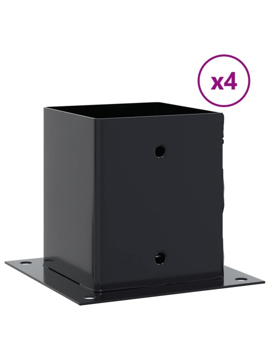 Pylväiden pohjat neliö 4 kpl 101x101 mm jauhemaalattu teräs