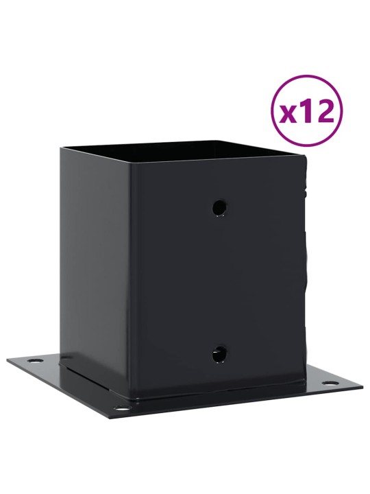 Pylväiden pohjat neliö 12 kpl 101x101 mm jauhemaalattu teräs