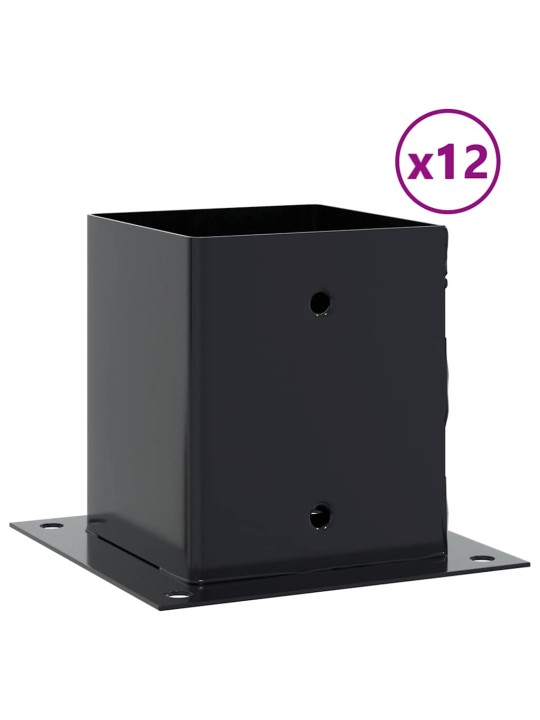 Pylväiden pohjat neliö 12 kpl 121x121 mm jauhemaalattu teräs