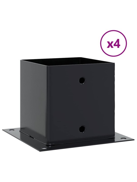 Pylväiden pohjat neliö 4 kpl 141x141 mm jauhemaalattu teräs