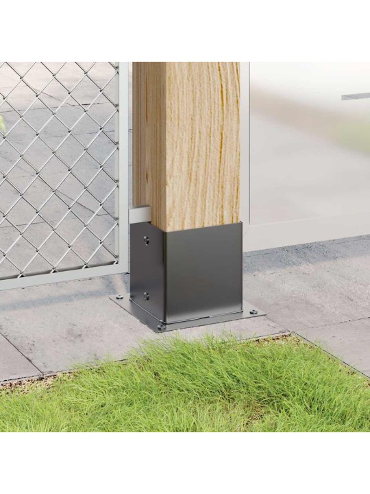 Pylväiden pohjat neliö 4 kpl 141x141 mm jauhemaalattu teräs