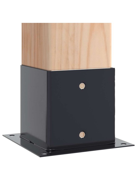 Pylväiden pohjat neliö 4 kpl 141x141 mm jauhemaalattu teräs