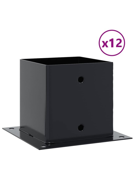 Pylväiden pohjat neliö 12 kpl 141x141 mm jauhemaalattu teräs