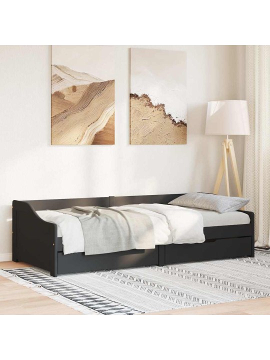 -sohvasänky kahdella laatikolla ilman patjaa irun musta 90x200cm
