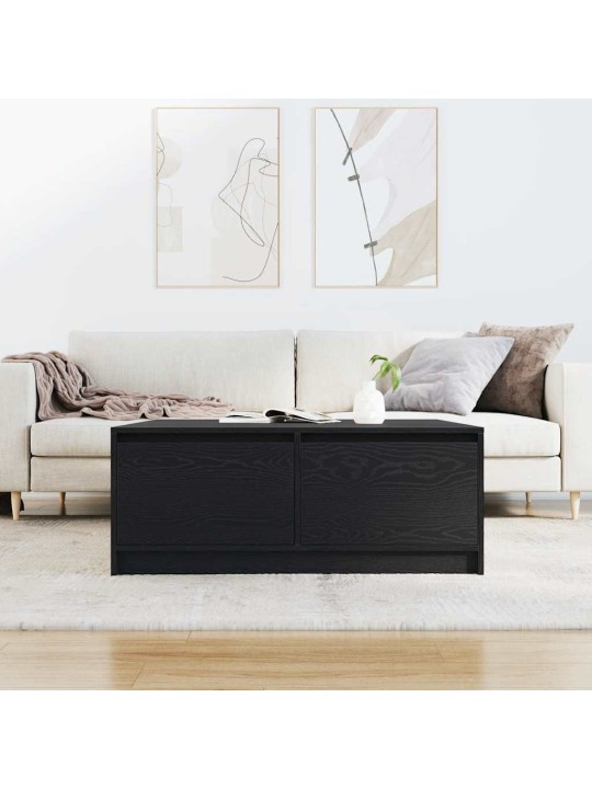 Sohvapöytä laatikoilla musta tammi 100x100x40 cm