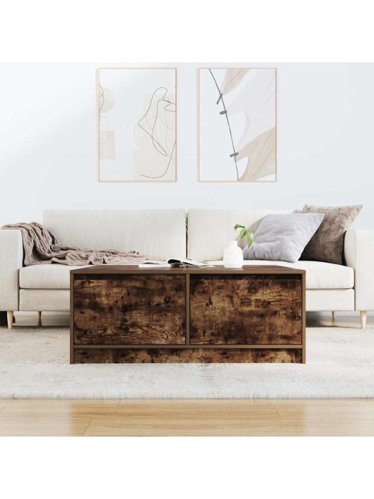 Sohvapöytä laatikoilla savutammi 100x100x40 cm