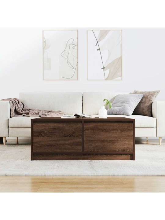 Sohvapöytä laatikoilla ruskea tammi 100x100x40 cm