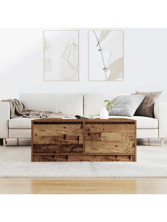 Sohvapöytä laatikoilla vanha puu 100x100x40 cm