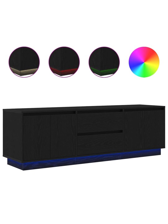 Tv-kaappi led-valoilla musta tammi 160,5x41x50 cm