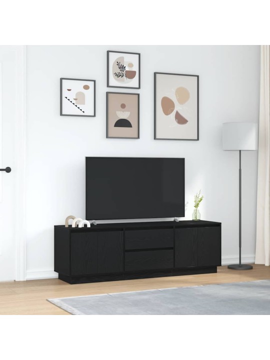 Tv-kaappi led-valoilla musta tammi 160,5x41x50 cm