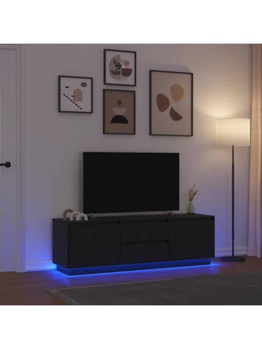 Tv-kaappi led-valoilla musta tammi 160,5x41x50 cm