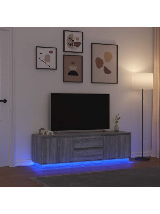 Tv-taso led-valoilla harmaa sonoma 160,5x41x50 cm