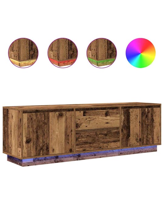 Tv-taso led-valoilla vanha puu 160,5x41x50 cm