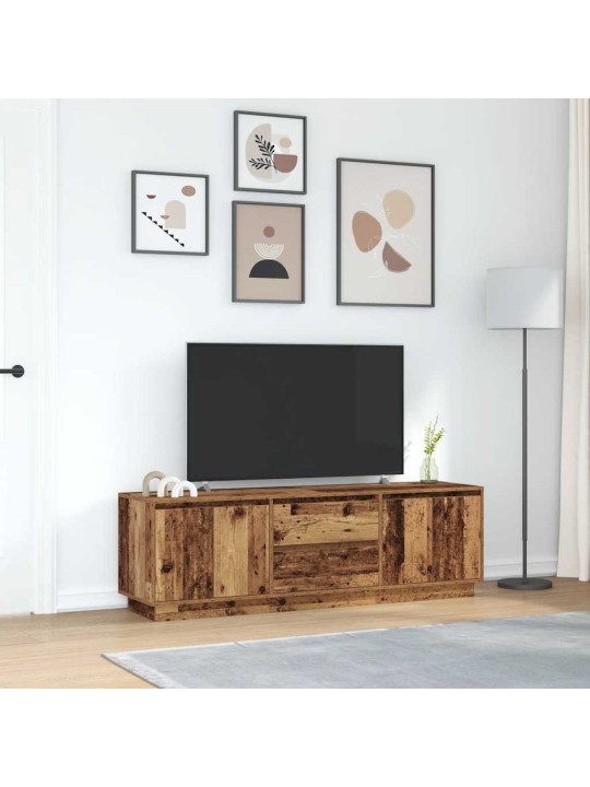 Tv-taso led-valoilla vanha puu 160,5x41x50 cm