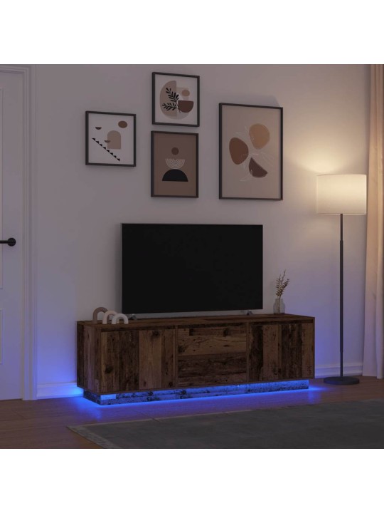 Tv-taso led-valoilla vanha puu 160,5x41x50 cm