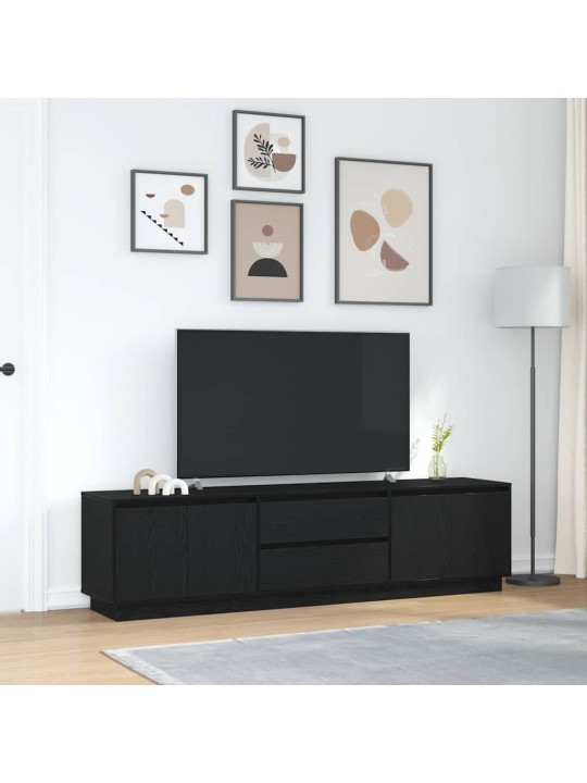 Tv-kaappi led-valoilla musta tammi 193,5x41x50 cm