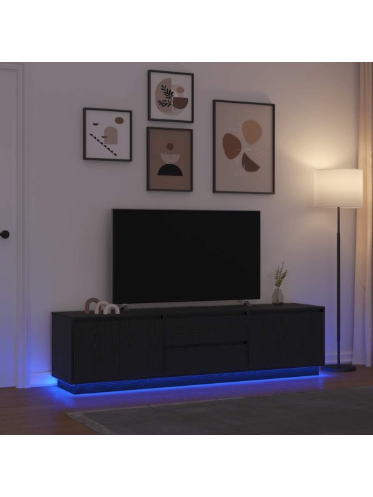 Tv-kaappi led-valoilla musta tammi 193,5x41x50 cm