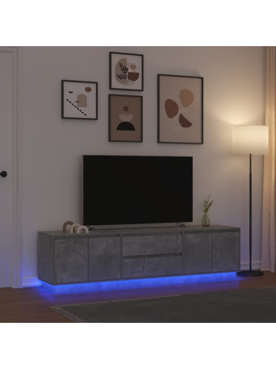 Tv-taso led-valoilla betoninharmaa 193,5x41x50 cm