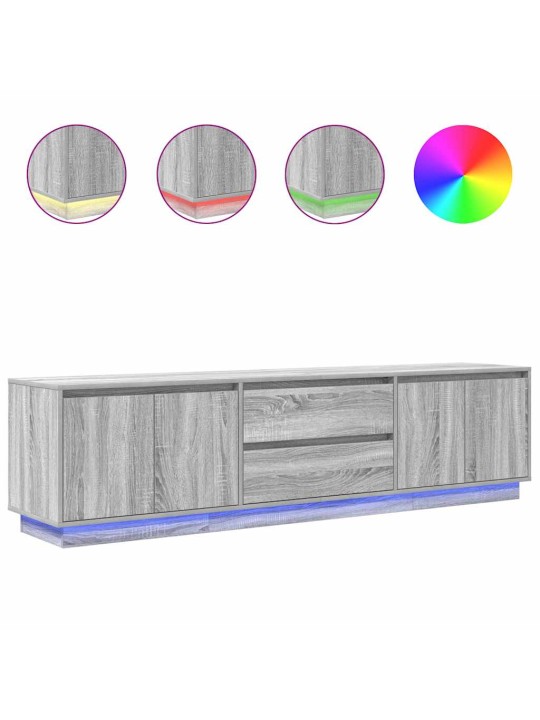 Tv-taso led-valoilla harmaa sonoma 193,5x41x50 cm