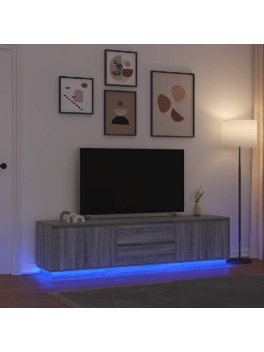 Tv-taso led-valoilla harmaa sonoma 193,5x41x50 cm