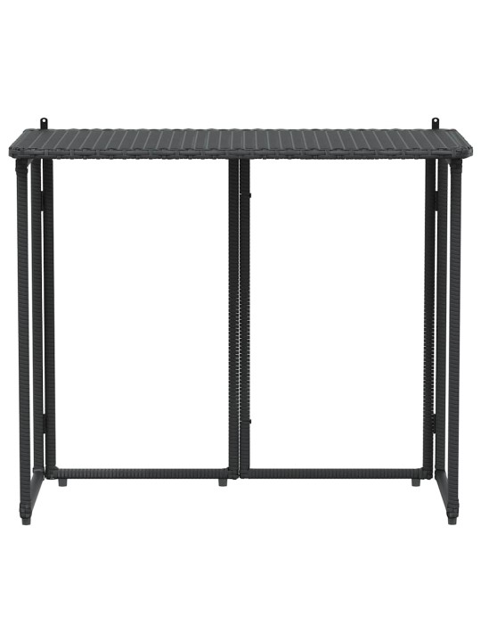 Taitettava puutarhapöytä musta 90x51x75 cm polyrottinki