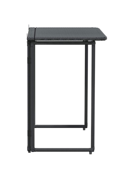 Taitettava puutarhapöytä musta 90x51x75 cm polyrottinki
