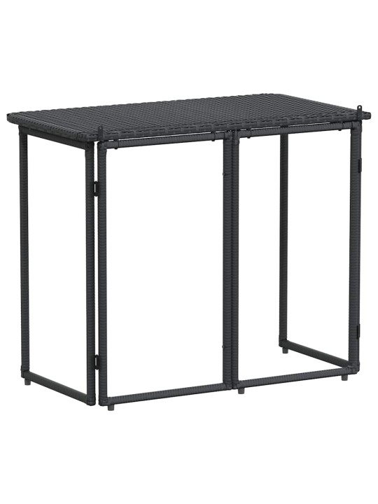 Taitettava puutarhapöytä musta 90x51x75 cm polyrottinki