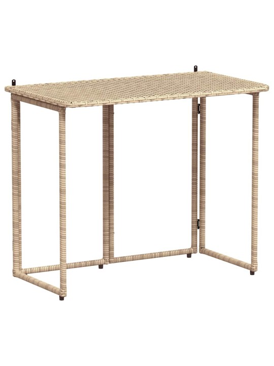Taitettava puutarhapöytä beige 90x51x75 cm polyrottinki
