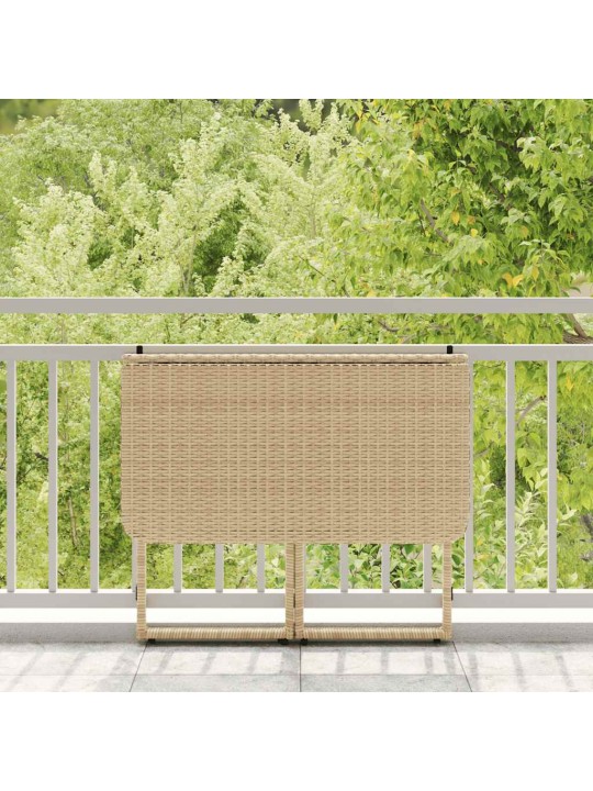 Taitettava puutarhapöytä beige 90x51x75 cm polyrottinki