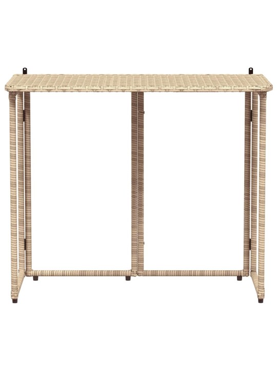 Taitettava puutarhapöytä beige 90x51x75 cm polyrottinki