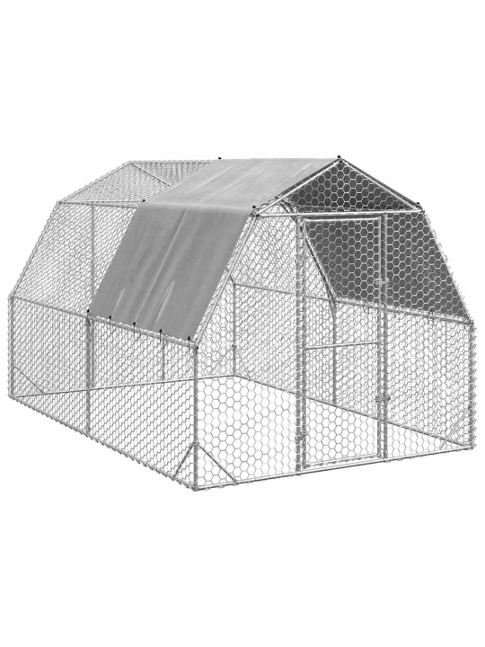 Kanan juoksu katolla 2,5x4x2,25 m galvanoitua terästä