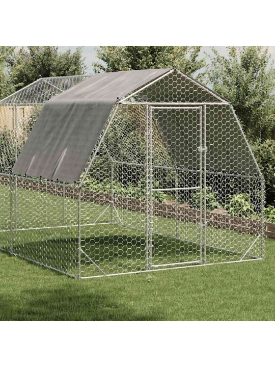 Kanan juoksu katolla 2,5x4x2,25 m galvanoitua terästä
