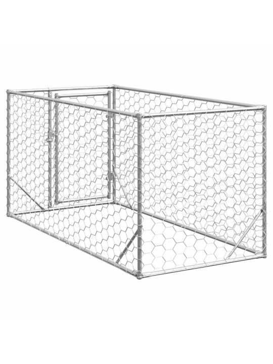 Ulkokoirakennel oven kanssa 2x1x1 m galvanoitu teräs
