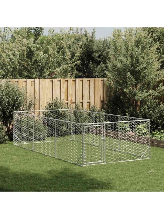 Ulkokoirakennel oven kanssa 2x4x1 m galvanoitu teräs