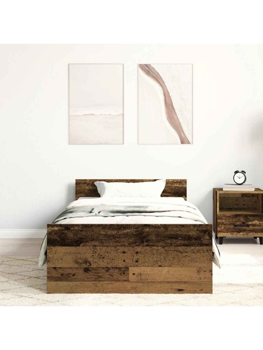 Sängynrunko ilman patjaa vanha puu 100x200 cm tekninen puu