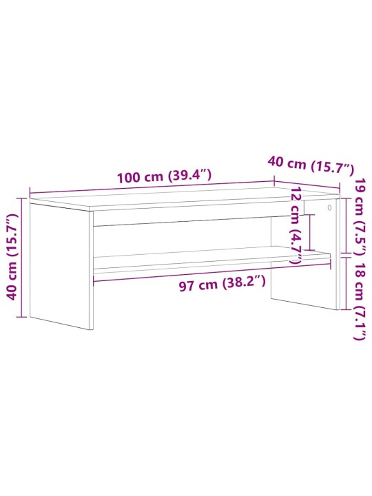 Tv-taso ruskea tammi 100x40x40 cm tekninen puu