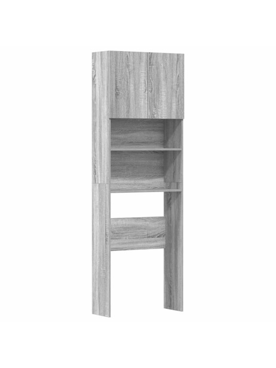 Pyykinpesukonekaappi harmaa sonoma 64x24x190 cm tekninen puu